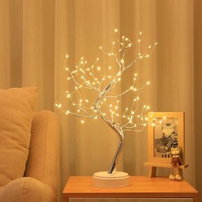 MYSNKU DIY Led Desk Tree Lamp, Desk Table Decor 36 Pearl LED Lights for Home,Bedroom, Indoor,Wedding Party,Decoration Touch Switch Battery Powered or USB Adapter (Nordic)