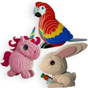 3 in 1 Animal Themes 3D Puzzles Cardboard DIY Craft Kit for Kids Adventure Share Pack Puzzle Toys Fun Gift (Under The Sea)