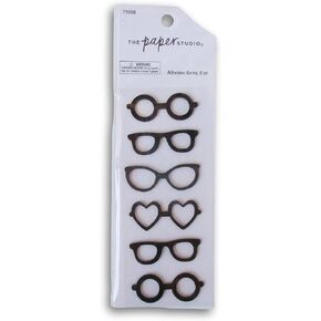 Black Glasses Stickers - Embellishments for Crafting, Scrapbooking and More - 6 Pieces