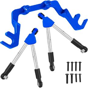 RC Front Tie Rods with Stabilizer Upgrades Part for 1/10 Slash 4X4 LCG,Alloy Aluminium Front Positive and Negative Teeth Pull Rod + Fixed Code Combination-Set,Titanium