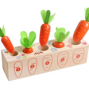 Montessori Toys for Toddlers 3 4 5 Years Old Boys Girls Baby, Wooden Toy Carrot Harvest Game, Educational Toys Shape Sorting Matching Puzzle, Memory Game Radishes Fine Motor Skill Gifts for Kids 3-5