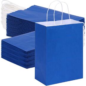 OUTUXED 35pcs Gift Bags, Brown Paper Bags with Handles, 7.1x3.6x9.3in Medium Size Kraft Paper Bags for Retail, Gift Wrapping, and Shopping