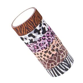 COHEALI Animal Print Washi Tape 6 Rolls Wild Animals Leopard Cow Tiger Giraffe Print Decorative Masking Tape Adhesive Stickers for DIY Crafts Scrapbooking Planner