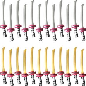 24 Pack Inflatable Ninja Swords Inflatable Sword Samurai Katana Blow Up Swords for Ninja Cosplay Swimming Pool Party Supplies Halloween Costume Accessories