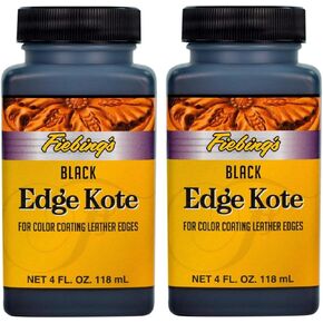 طلاء الحواف الجلدية من Fiebing's (4oz أسود، عبوتان، إجمالي 8oz) - Edge Kote للأحذية والأثاث والمحافظ والأرائك - مرن، مقاوم للماء، طلاء جلدي بلون شبه لامع لحماية الحواف الطبيعية in Kuwait