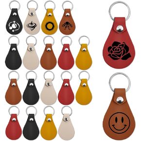 20 Pack Leather Keychain PU Leather Key Fob Kit for DIY Craft Blank Leather Keychain for Engraving Laser Blank Keychain