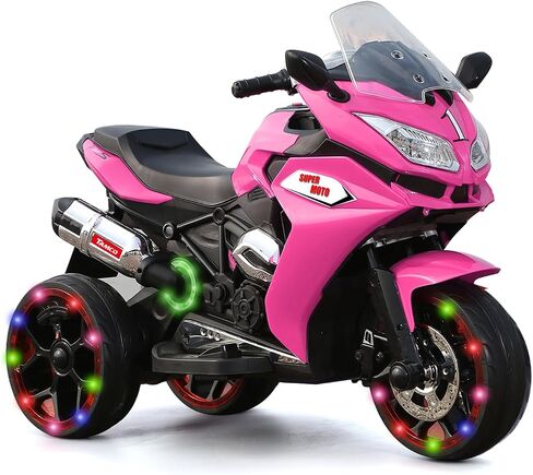 Kids Ride On Motorcycle,12V 4.5AH Battery Powered Ride On Motorcycle,550W Motor,1.8-3.2 Mph Speed,Electric Motorcycle w/Training Wheels with Light, Manual Throttle,Led Lights, Music,USB,Mp3 Pink in Saudi Arabia