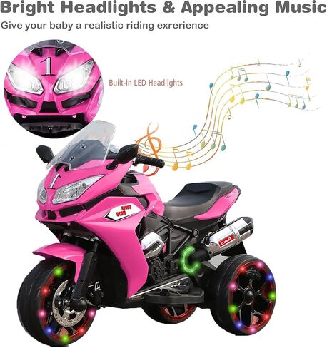Kids Ride On Motorcycle,12V 4.5AH Battery Powered Ride On Motorcycle,550W Motor,1.8-3.2 Mph Speed,Electric Motorcycle w/Training Wheels with Light, Manual Throttle,Led Lights, Music,USB,Mp3 Pink in Saudi Arabia