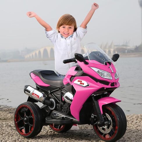 Kids Ride On Motorcycle,12V 4.5AH Battery Powered Ride On Motorcycle,550W Motor,1.8-3.2 Mph Speed,Electric Motorcycle w/Training Wheels with Light, Manual Throttle,Led Lights, Music,USB,Mp3 Pink in Saudi Arabia