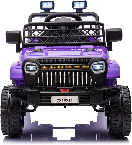Kids Ride On Truck Car with Remote Control, 12V Battery Powered Toy Car with Spring Suspension, LED Lights, Music, Toddler Electric Vehicles for Girls Boys 3+, Purple in Saudi Arabia