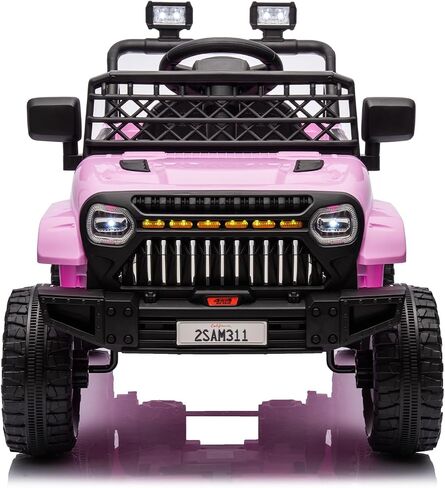 Kids Ride On Truck Car with Remote Control, 12V Battery Powered Toy Car with Spring Suspension, LED Lights, Music, Toddler Electric Vehicles for Girls Boys 3+, Purple in Saudi Arabia