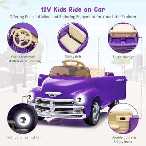 Licensed Chevrolet Ride On Car for Kids w/Parent Remote, 12V Ride On Car Toys for Ages 3-5, 2 Speed, Front &Ear Headlights, Kids Electric Cars with Dual Doors, 4 Wheel Cushion, Music Player in Saudi Arabia
