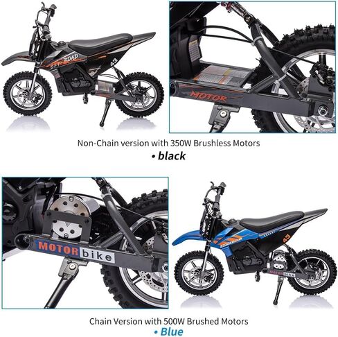 36V Kids Electric Dirt Motorcycle, Ride-On Off-Road Motorcycle with Led Headlight, Leather Seat, Front and Back Brakes, Speeds Up to 15.5 Mph, Suitable for Kids Ages 14+ (Up to 175 Lbs),Black in Kuwait