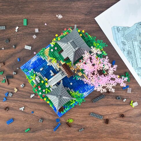 مجموعة بناء شجرة بونساي بأزهار الكرز، مجموعة بناء بركة زهر الخوخ، نماذج هدايا قابلة للجمع للمراهقين والبالغين بعمر 14 عامًا فما فوق (3320 قطعة) in Kuwait