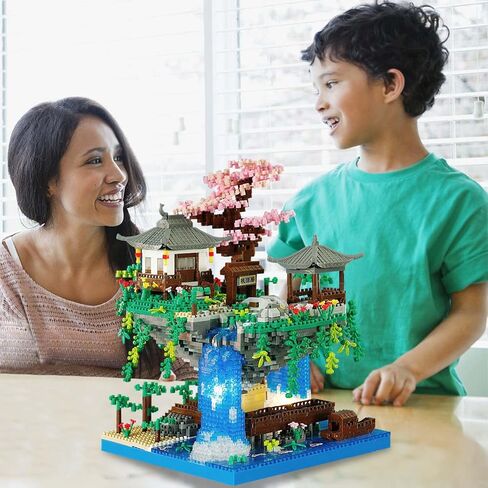 مجموعة بناء شجرة بونساي بأزهار الكرز، مجموعة بناء بركة زهر الخوخ، نماذج هدايا قابلة للجمع للمراهقين والبالغين بعمر 14 عامًا فما فوق (3320 قطعة) in Kuwait