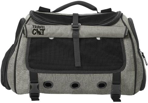 Travel Cat Carrier Bag - Portable Comfort Soft Sided Transpurrter Cat Carrier for Small Medium Cats Kitten up to 30 LBs Airline Approved Backpack with Shoulder Strap (Heather Grey) in Kuwait