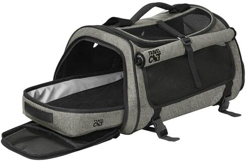 Travel Cat Carrier Bag - Portable Comfort Soft Sided Transpurrter Cat Carrier for Small Medium Cats Kitten up to 30 LBs Airline Approved Backpack with Shoulder Strap (Heather Grey) in Kuwait