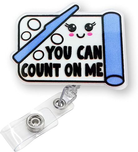 Cute Pharmacy Tech Badge Reel Holder Retractable | You Can Count on Me Funny ID Name Badge Reel with Alligator Clip & 24" Durable Nylon Cord for Nurse Doctor Pharmacist CPhT & Medical Worker | Acrylic in Saudi Arabia