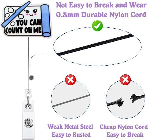 Cute Pharmacy Tech Badge Reel Holder Retractable | You Can Count on Me Funny ID Name Badge Reel with Alligator Clip & 24" Durable Nylon Cord for Nurse Doctor Pharmacist CPhT & Medical Worker | Acrylic in Saudi Arabia