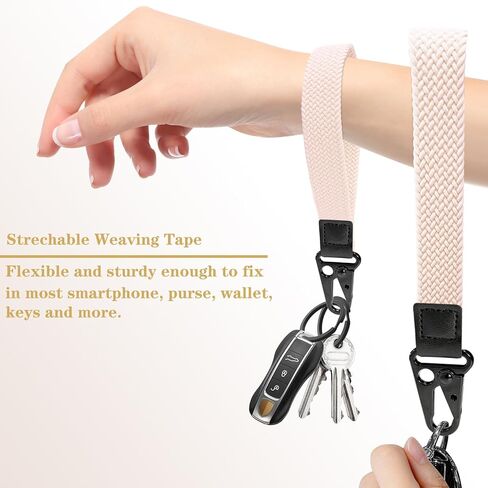 Stretchy Wristlet Keychain, Wrist Lanyard Strap Key Chain Holder to Hold Keys Wallet Phone ID Badge for Men Women in Kuwait