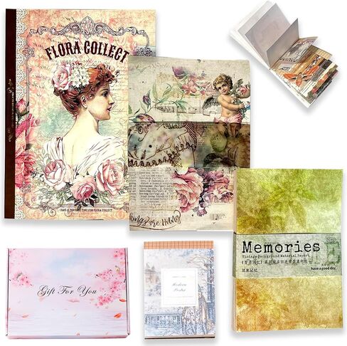 BLEDS 210 Sheets of Scrapbook Paper, Vintage Journaling Supplies Aesthetic Craft Paper for Junk Journal Ephemera Coquette Room Wall Retro Decor Background Collage Tags Card Making in Saudi Arabia