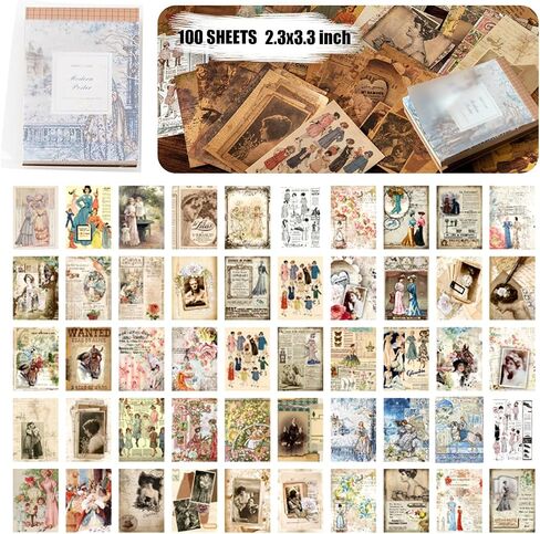 BLEDS 210 Sheets of Scrapbook Paper, Vintage Journaling Supplies Aesthetic Craft Paper for Junk Journal Ephemera Coquette Room Wall Retro Decor Background Collage Tags Card Making in Saudi Arabia