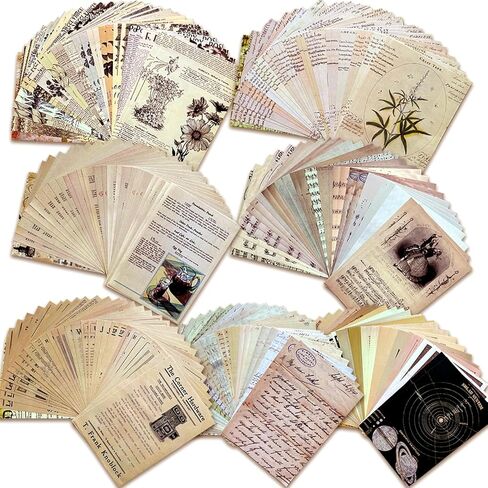 BLEDS 210 Sheets of Scrapbook Paper, Vintage Journaling Supplies Aesthetic Craft Paper for Junk Journal Ephemera Coquette Room Wall Retro Decor Background Collage Tags Card Making in Kuwait