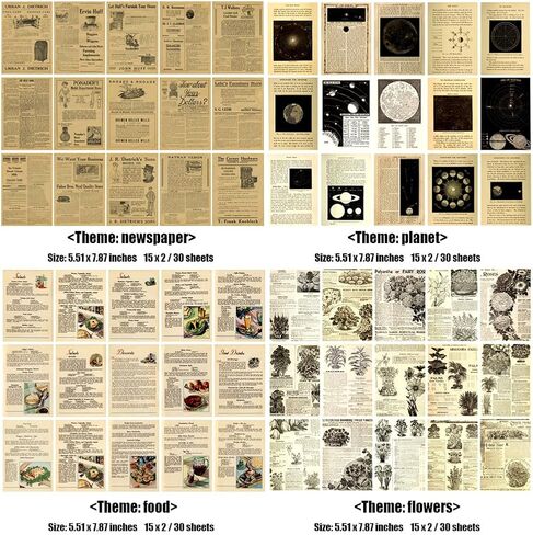 BLEDS 210 Sheets of Scrapbook Paper, Vintage Journaling Supplies Aesthetic Craft Paper for Junk Journal Ephemera Coquette Room Wall Retro Decor Background Collage Tags Card Making in Kuwait