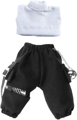niannyyhouse Ob11 Short Vest Chain Cargo Pants 1/12 BJD Doll Dress Up (White+Black) in Saudi Arabia