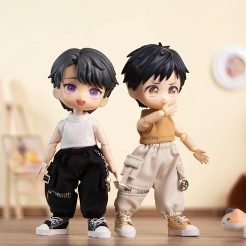 niannyyhouse Ob11 Short Vest Chain Cargo Pants 1/12 BJD Doll Dress Up (White+Black) in Saudi Arabia