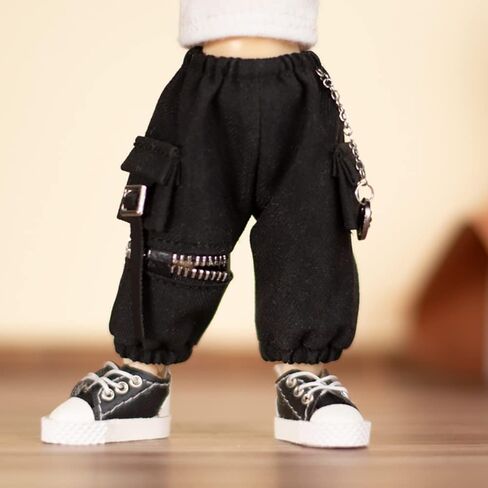 niannyyhouse Ob11 Short Vest Chain Cargo Pants 1/12 BJD Doll Dress Up (White+Black) in Saudi Arabia