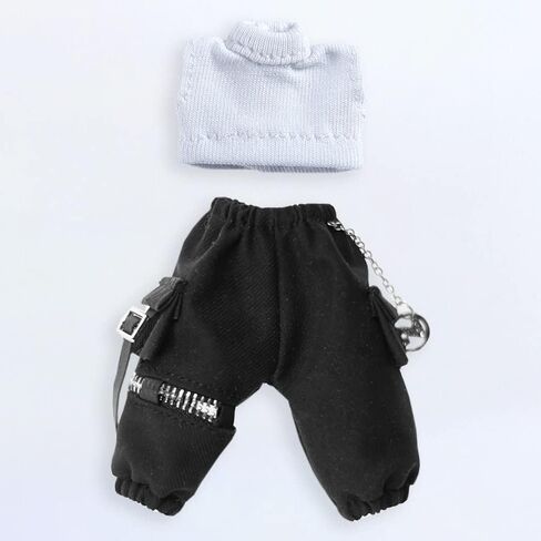 niannyyhouse Ob11 Short Vest Chain Cargo Pants 1/12 BJD Doll Dress Up (White+Black) in Saudi Arabia