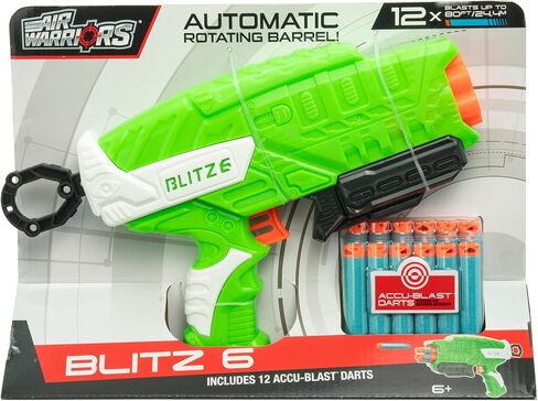Air Warriors: Blitz 6 - Dart Blaster, 12 Accu-Blast Darts, 6 Chamber Barrel, Automatic Rotating Barrel, Shoots Up to 80ft, Kids Toy, Ages 6+ in Saudi Arabia