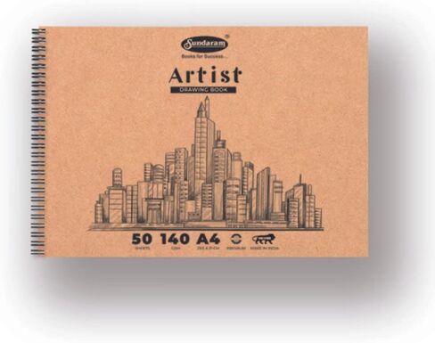 Sundaram Artist Sketch Book | Spiral Bound |140GSM | 100 Pages | A4 - Pack of 1 Pcs in Saudi Arabia