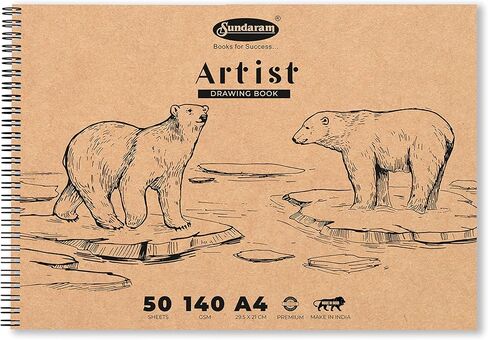 Sundaram Artist Sketch Book | Spiral Bound |140GSM | 100 Pages | A4 - Pack of 1 Pcs in Saudi Arabia