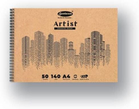 Sundaram Artist Sketch Book | Spiral Bound |140GSM | 100 Pages | A4 - Pack of 1 Pcs in Saudi Arabia