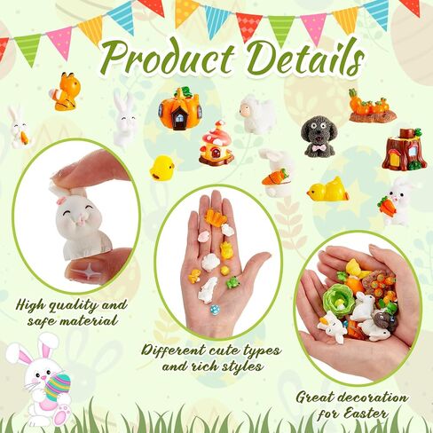 Skylety 100 Pieces Mini Rabbit Carrot Figurines Easter Bunny Carrot Figures Resin Duck Miniatures Figurines Tiny Resin Animal Figurine Micro Landscape Dollhouse Ornament for DIY Easter Bunny Garden in Saudi Arabia