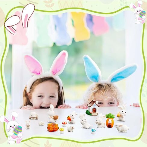 Skylety 100 Pieces Mini Rabbit Carrot Figurines Easter Bunny Carrot Figures Resin Duck Miniatures Figurines Tiny Resin Animal Figurine Micro Landscape Dollhouse Ornament for DIY Easter Bunny Garden in Saudi Arabia