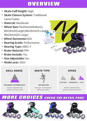 MammyGol Adults Adjustable Inline Skates, Safe and Durable Roller Skates with Giant Wheels, High Performance Professional Skates for Men Women Youth in Saudi Arabia