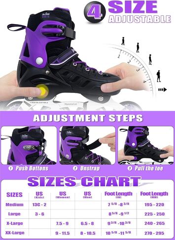 MammyGol Adults Adjustable Inline Skates, Safe and Durable Roller Skates with Giant Wheels, High Performance Professional Skates for Men Women Youth in Saudi Arabia