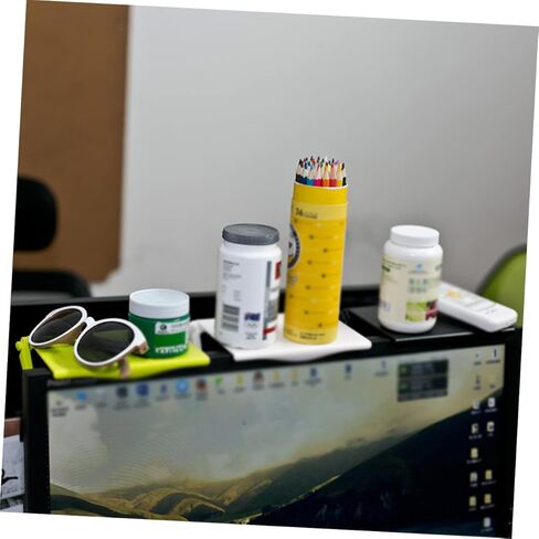 Hemobllo Monitor Top Shelf Computer Monitor Mount Organizer TV Screen top Shelf Computer Storage Bracket TV Storage Rack Foldable Shelves Computer Monitor Shelf Blush Office Display Screen in Saudi Arabia