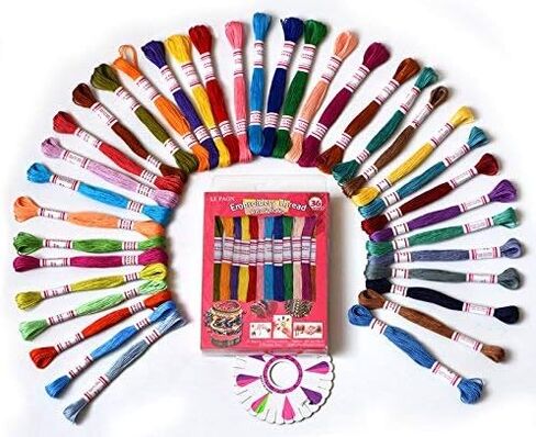 Embroidery Floss Friendship Bracelets Floss 36 Skeins Per Pack dy le paon Crafts Floss Cross Stitch Threads and Free Set of Free Friendship Wheel 100% Long Staple Cotton in Kuwait
