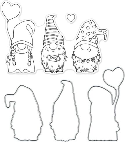 Gnomes Stamps and Dies for Card Making, Santa Clear Stamp Christmas Cutting Dies Graduation Heart Die Cuts for Holiday Card Making Decoration DIY Scrapbooking Transparent Album Decor Paper Craft in Kuwait