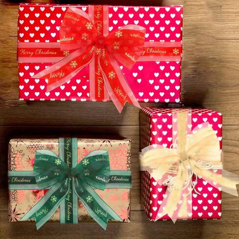 Red Christmas Ribbon 1 Inch 10 Yard Red Ribbon Merry Christmas Ribbon for Christmas Tree Mesh Satin Ribbon Red Christmas Bows Holiday Ribbon Christmas Decor Christmas Party Decorations Xmas Decor in Kuwait