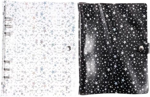 قطعتان من أغطية المجلدات القابلة لإعادة الملء مقاس A5، غطاء دفتر ملاحظات من مادة PVC مكون من 6 حلقات لامعة دفتر ملاحظات بحلقة دائرية، جيب مزود بزر كبس in Kuwait