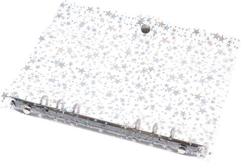 قطعتان من أغطية المجلدات القابلة لإعادة الملء مقاس A5، غطاء دفتر ملاحظات من مادة PVC مكون من 6 حلقات لامعة دفتر ملاحظات بحلقة دائرية، جيب مزود بزر كبس in Kuwait