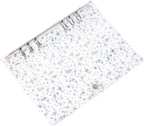 قطعتان من أغطية المجلدات القابلة لإعادة الملء مقاس A5، غطاء دفتر ملاحظات من مادة PVC مكون من 6 حلقات لامعة دفتر ملاحظات بحلقة دائرية، جيب مزود بزر كبس in Kuwait