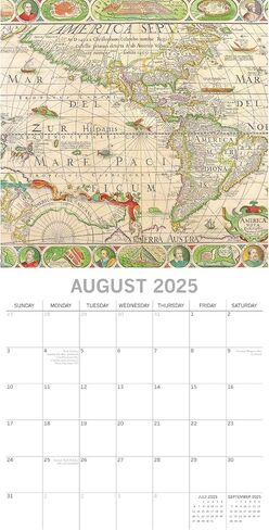 The Gifted Stationary 2025 Square Wall Calendar, Antique Maps, 16-Month Arts and Antiques Theme Hanging Calendar with 180 Reminder Stickers, Month Planner for Creative Spaces, 12x12 In in Saudi Arabia