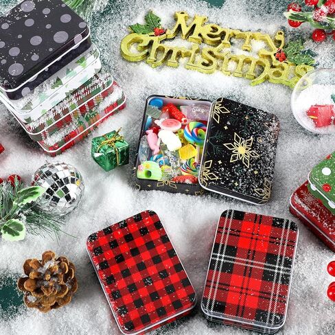 Yungyan 36 Pcs Christmas Gift Card Holder Tin Boxes Rustic Metal Tin Boxes with Lids Small Colorful Christmas Boxes Containers for Christmas Party Favors Xmas Holiday Gifts Stocking Stuffers(Classic) in Kuwait