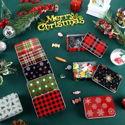 Yungyan 36 Pcs Christmas Gift Card Holder Tin Boxes Rustic Metal Tin Boxes with Lids Small Colorful Christmas Boxes Containers for Christmas Party Favors Xmas Holiday Gifts Stocking Stuffers(Classic) in Kuwait